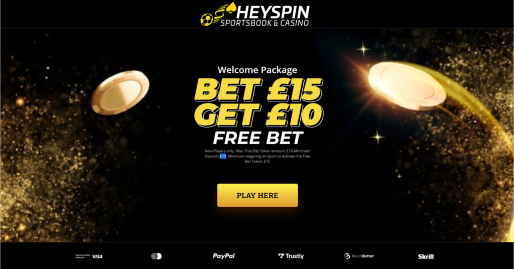 Heyspin Sportsbook and Casino Welcome Bonus Free Bets Page